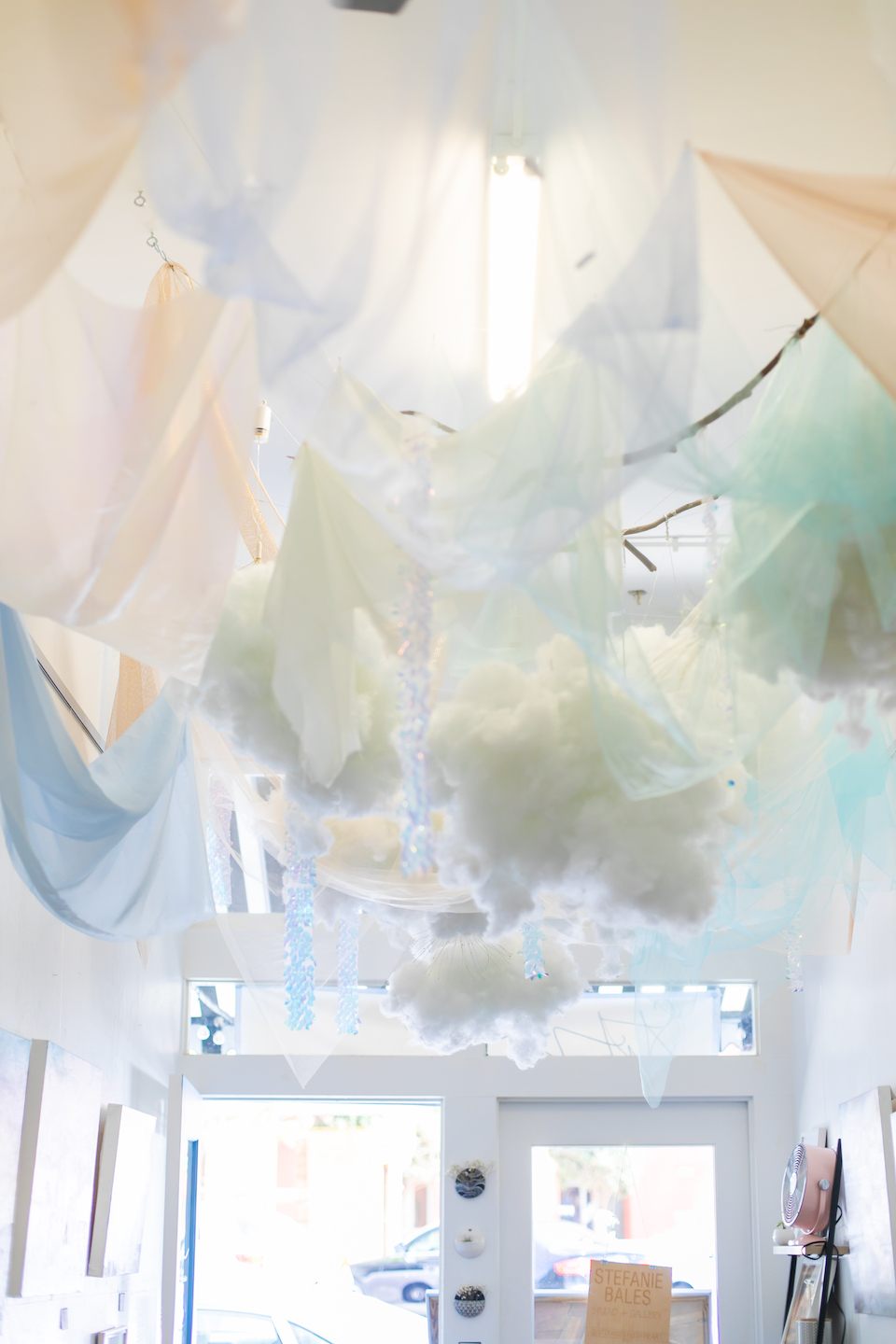 cloud dreams fabric art installation